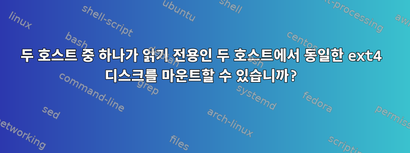 두 호스트 중 하나가 읽기 전용인 두 호스트에서 동일한 ext4 디스크를 마운트할 수 있습니까?