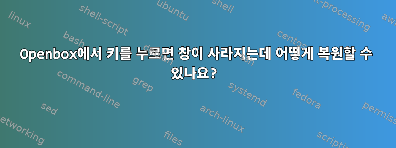 Openbox에서 키를 누르면 창이 사라지는데 어떻게 복원할 수 있나요?