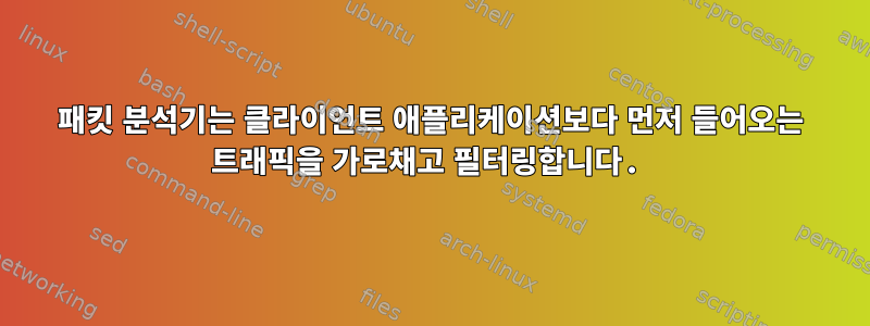 패킷 분석기는 클라이언트 애플리케이션보다 먼저 들어오는 트래픽을 가로채고 필터링합니다.