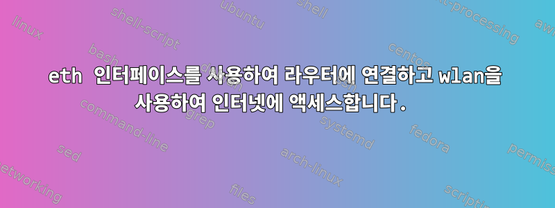 eth 인터페이스를 사용하여 라우터에 연결하고 wlan을 사용하여 인터넷에 액세스합니다.