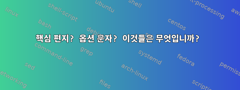 핵심 편지? 옵션 문자? 이것들은 무엇입니까?