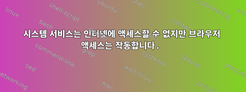 시스템 서비스는 인터넷에 액세스할 수 없지만 브라우저 액세스는 작동합니다.