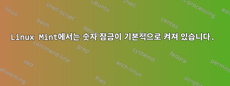 Linux Mint에서는 숫자 잠금이 기본적으로 켜져 있습니다.