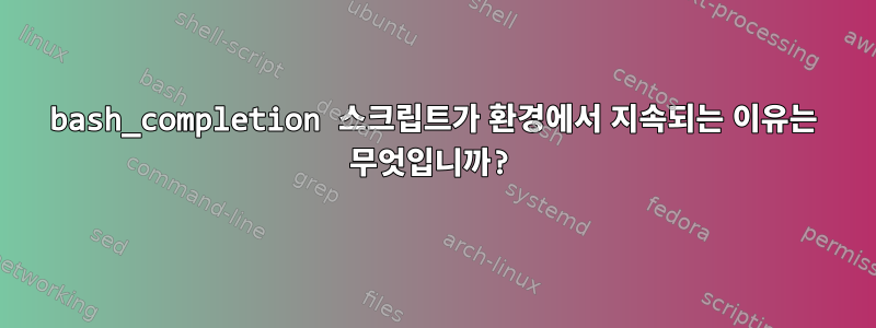 bash_completion 스크립트가 환경에서 지속되는 이유는 무엇입니까?