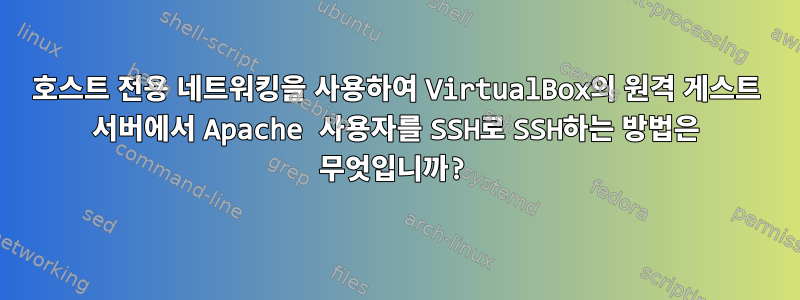 호스트 전용 네트워킹을 사용하여 VirtualBox의 원격 게스트 서버에서 Apache 사용자를 SSH로 SSH하는 방법은 무엇입니까?