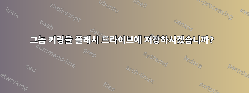 그놈 키링을 플래시 드라이브에 저장하시겠습니까?