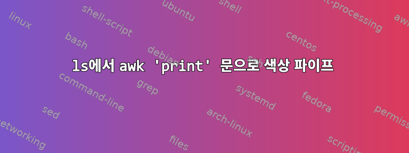 ls에서 awk 'print' 문으로 색상 파이프