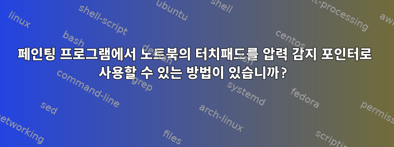 페인팅 프로그램에서 노트북의 터치패드를 압력 감지 포인터로 사용할 수 있는 방법이 있습니까?