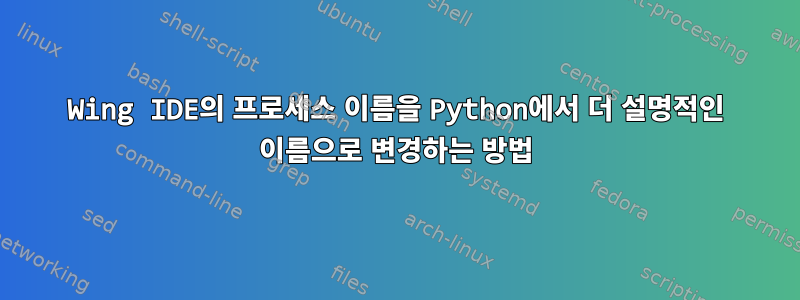 Wing IDE의 프로세스 이름을 Python에서 더 설명적인 이름으로 변경하는 방법