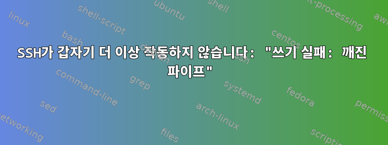 SSH가 갑자기 더 이상 작동하지 않습니다: "쓰기 실패: 깨진 파이프"