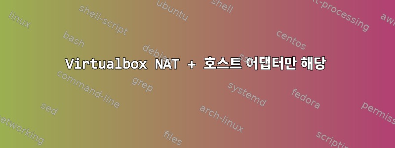 Virtualbox NAT + 호스트 어댑터만 해당