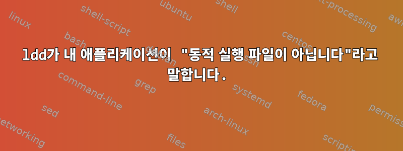 ldd가 내 애플리케이션이 "동적 실행 파일이 아닙니다"라고 말합니다.