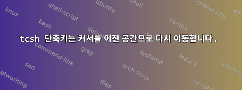 tcsh 단축키는 커서를 이전 공간으로 다시 이동합니다.