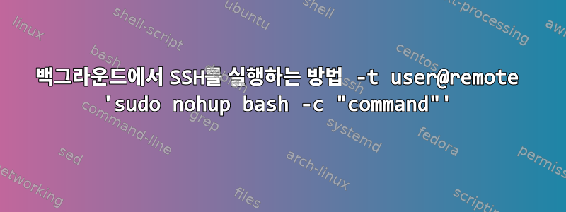 백그라운드에서 SSH를 실행하는 방법 -t user@remote 'sudo nohup bash -c "command"'