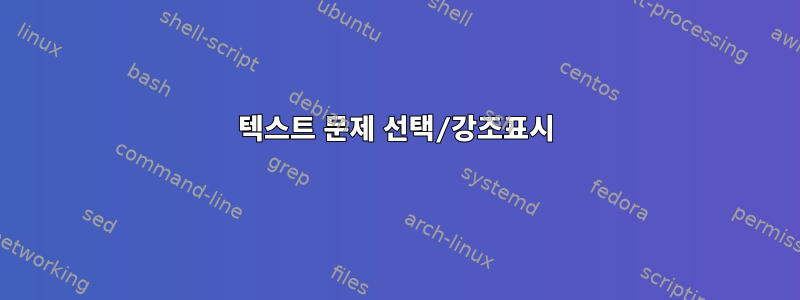 텍스트 문제 선택/강조표시