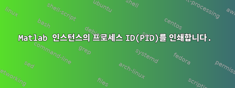 Matlab 인스턴스의 프로세스 ID(PID)를 인쇄합니다.