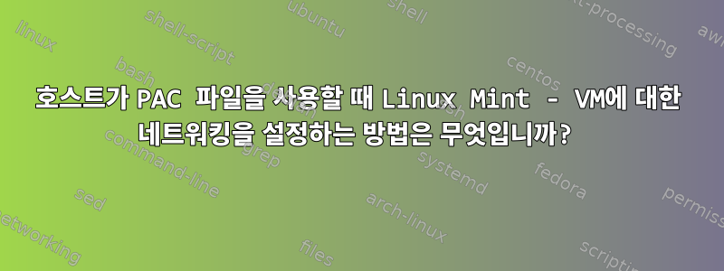 호스트가 PAC 파일을 사용할 때 Linux Mint - VM에 대한 네트워킹을 설정하는 방법은 무엇입니까?