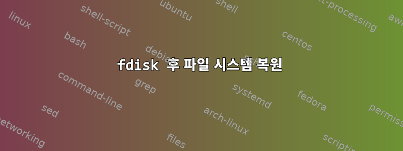 fdisk 후 파일 시스템 복원