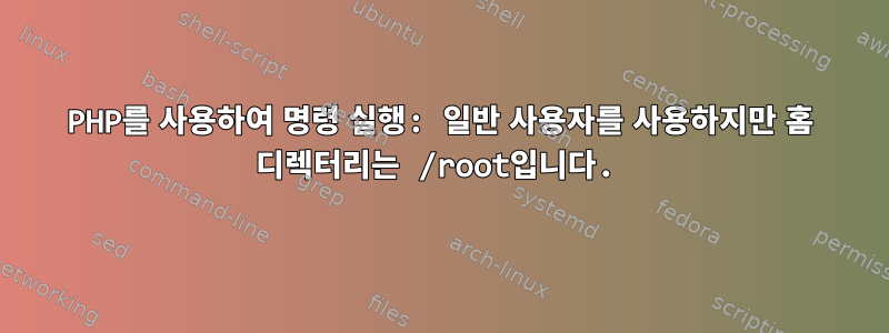 PHP를 사용하여 명령 실행: 일반 사용자를 사용하지만 홈 디렉터리는 /root입니다.