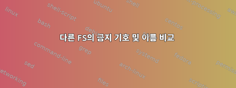 다른 FS의 금지 기호 및 이름 비교