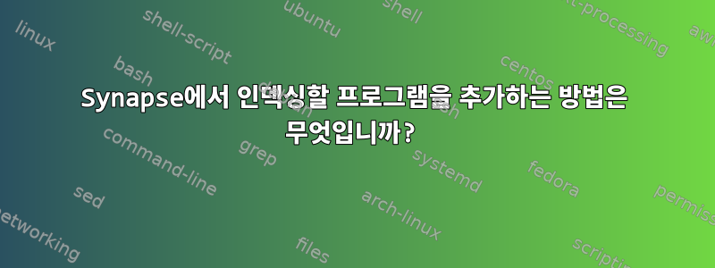 Synapse에서 인덱싱할 프로그램을 추가하는 방법은 무엇입니까?