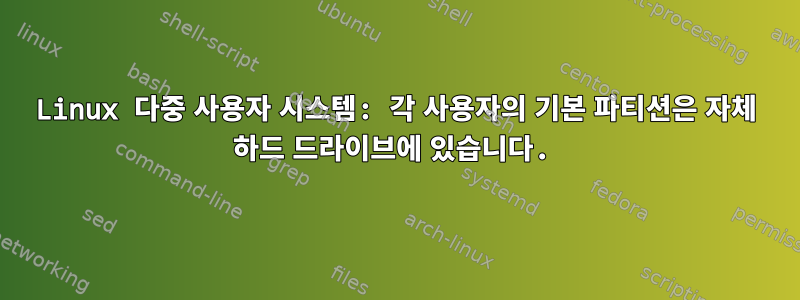 Linux 다중 사용자 시스템: 각 사용자의 기본 파티션은 자체 하드 드라이브에 있습니다.