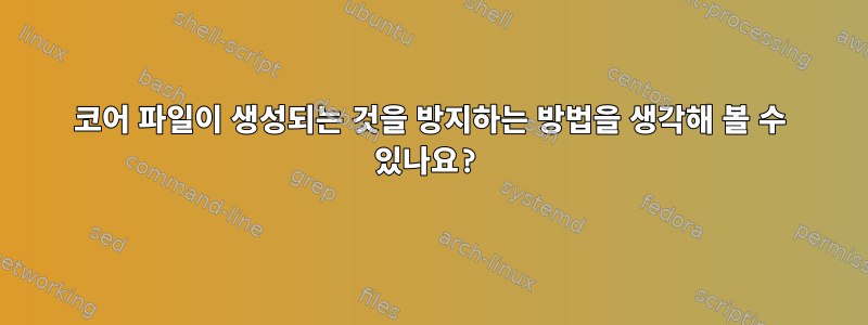 코어 파일이 생성되는 것을 방지하는 방법을 생각해 볼 수 있나요?