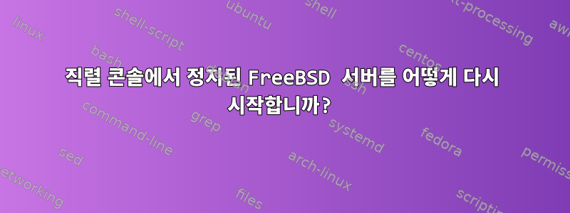 직렬 콘솔에서 정지된 FreeBSD 서버를 어떻게 다시 시작합니까?