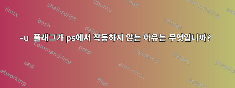 -u 플래그가 ps에서 작동하지 않는 이유는 무엇입니까?