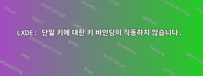 LXDE: 단일 키에 대한 키 바인딩이 작동하지 않습니다.