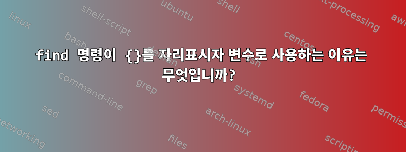 find 명령이 {}를 자리표시자 변수로 사용하는 이유는 무엇입니까?