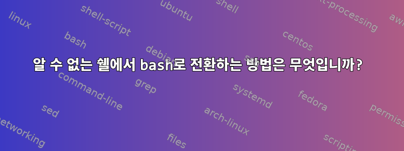 알 수 없는 쉘에서 bash로 전환하는 방법은 무엇입니까?