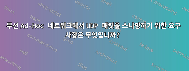 무선 Ad-Hoc 네트워크에서 UDP 패킷을 스니핑하기 위한 요구 사항은 무엇입니까?