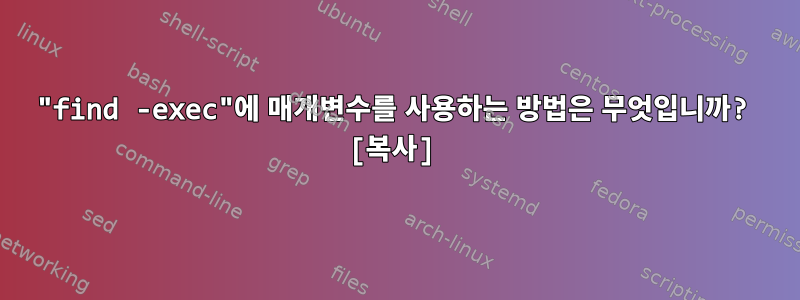 "find -exec"에 매개변수를 사용하는 방법은 무엇입니까? [복사]