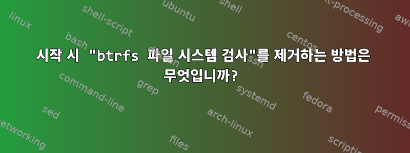 시작 시 "btrfs 파일 시스템 검사"를 제거하는 방법은 무엇입니까?