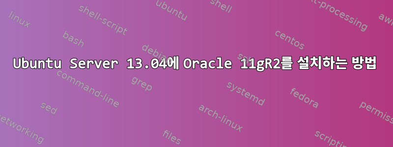 Ubuntu Server 13.04에 Oracle 11gR2를 설치하는 방법