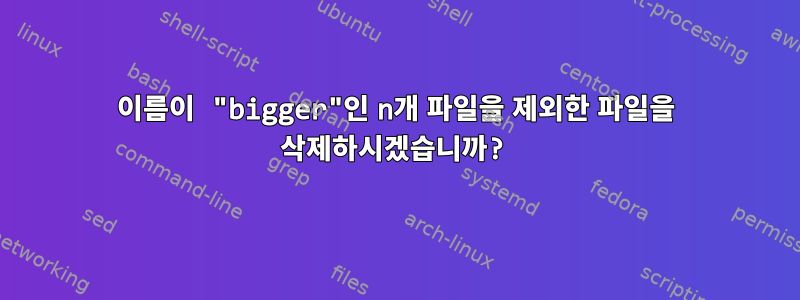 이름이 "bigger"인 n개 파일을 제외한 파일을 삭제하시겠습니까?