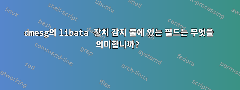 dmesg의 libata 장치 감지 줄에 있는 필드는 무엇을 의미합니까?