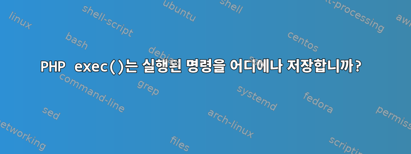 PHP exec()는 실행된 명령을 어디에나 저장합니까?