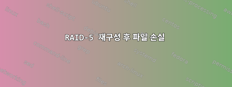 RAID-5 재구성 후 파일 손실