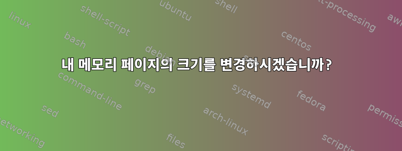 내 메모리 페이지의 크기를 변경하시겠습니까?