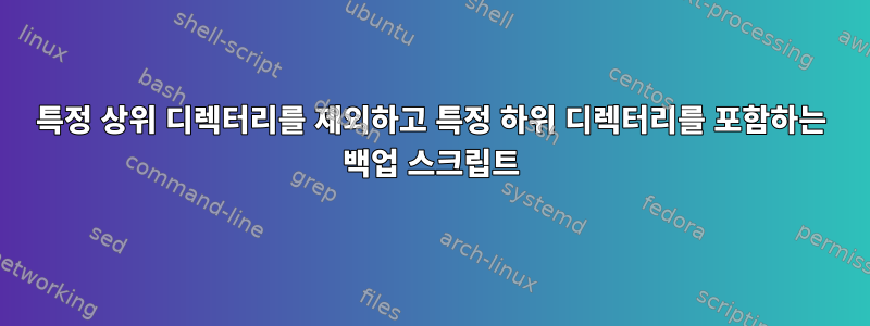 특정 상위 디렉터리를 제외하고 특정 하위 디렉터리를 포함하는 백업 스크립트