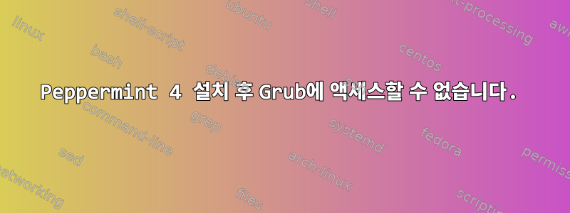 Peppermint 4 설치 후 Grub에 액세스할 수 없습니다.