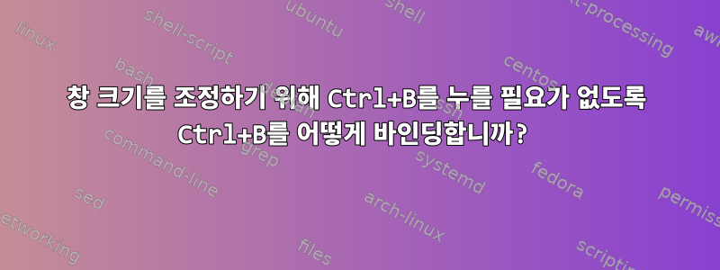 창 크기를 조정하기 위해 Ctrl+B를 누를 필요가 없도록 Ctrl+B를 어떻게 바인딩합니까?