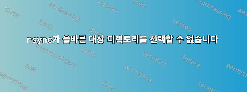 rsync가 올바른 대상 디렉토리를 선택할 수 없습니다