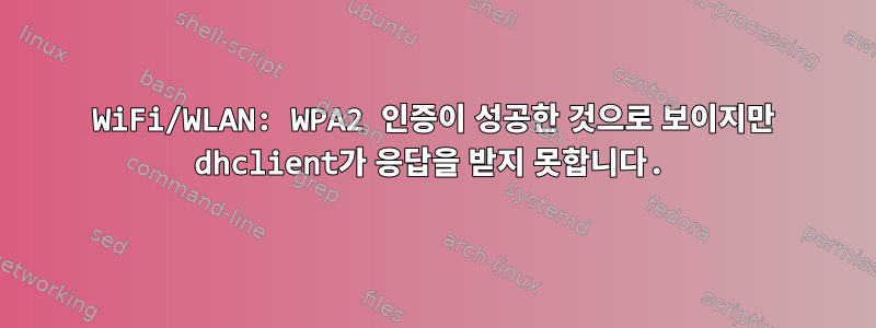 WiFi/WLAN: WPA2 인증이 성공한 것으로 보이지만 dhclient가 응답을 받지 못합니다.