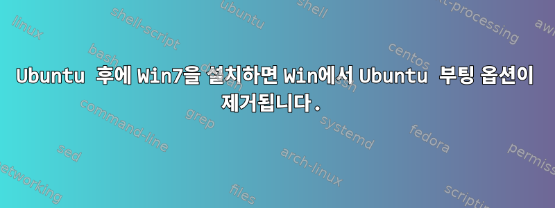 Ubuntu 후에 Win7을 설치하면 Win에서 Ubuntu 부팅 옵션이 제거됩니다.