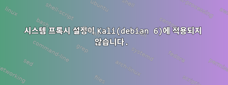 시스템 프록시 설정이 Kali(debian 6)에 적용되지 않습니다.