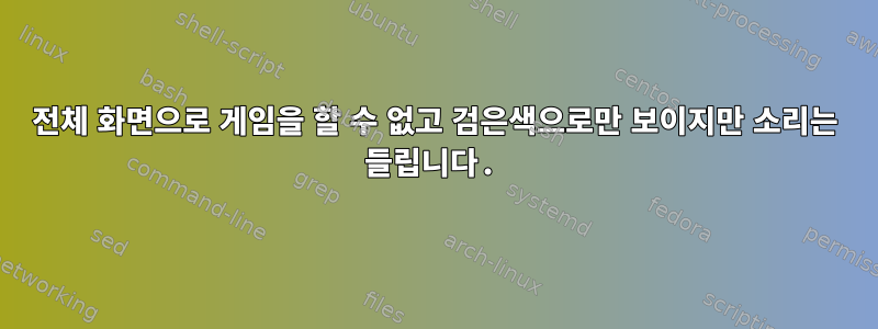 전체 화면으로 게임을 할 수 없고 검은색으로만 보이지만 소리는 들립니다.