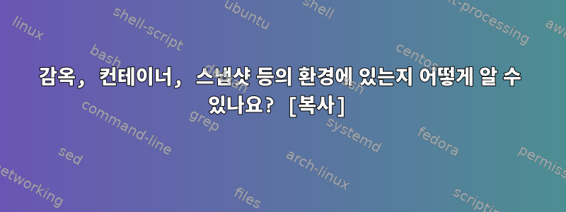 감옥, 컨테이너, 스냅샷 등의 환경에 있는지 어떻게 알 수 있나요? [복사]